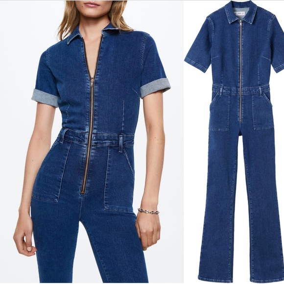 NWT Mango Denim Zip Jumpsuit - Picture 2 of 4